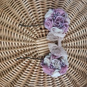 Disney style Minnie Ears in blush florals and lace ribbon detail great fit